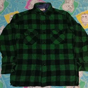 1940s Brent Green Flannel Shirt Vintage 40s Button Up